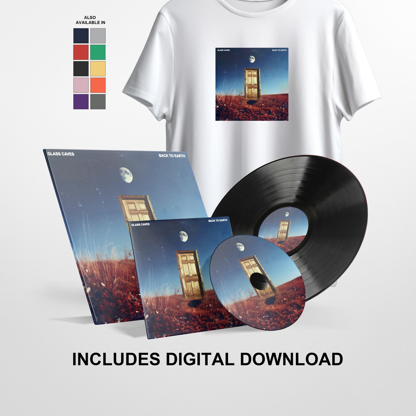 Glass Caves- 'Back To Earth' - Bundle - Black Vinyl + CD + Album Artwork Tee + Digital Download
