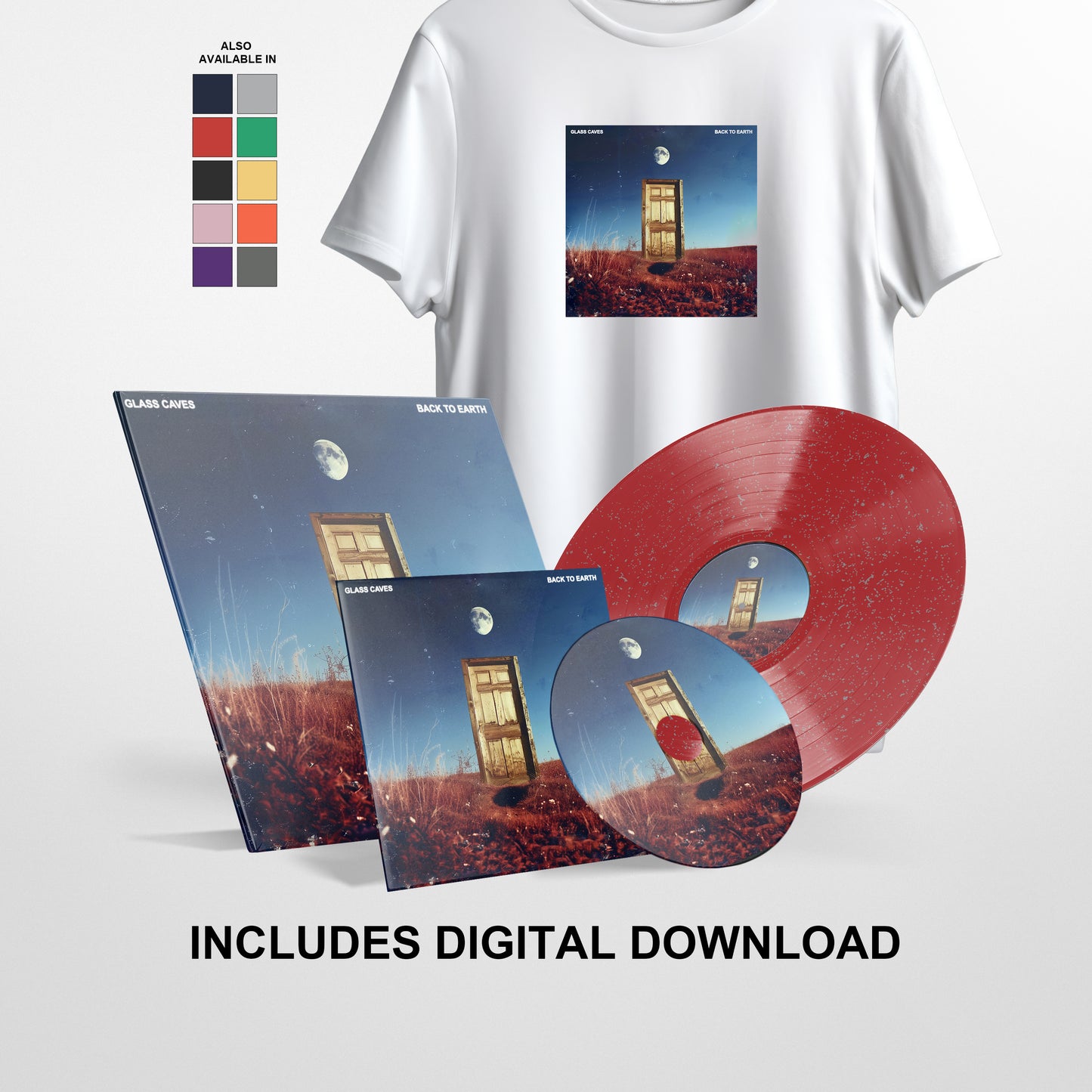 Glass Caves- 'Back To Earth' - Bundle - D2C Exclusive 'Red Planet' Vinyl + CD + Album Artwork Tee + Digital Download